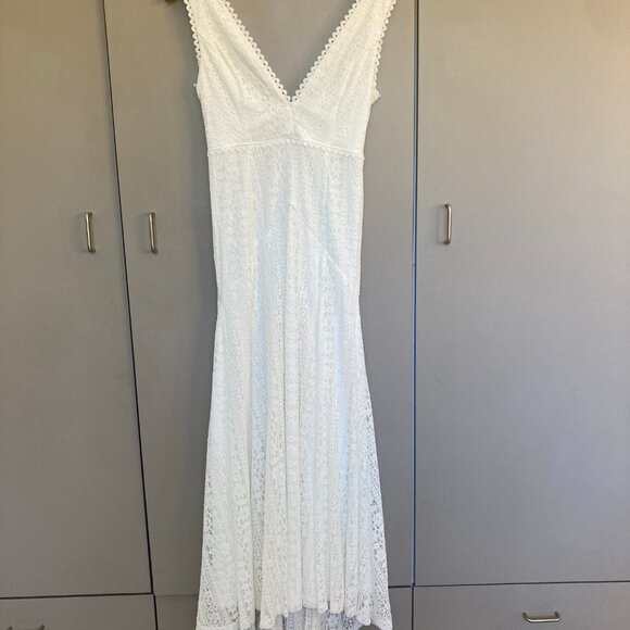 Lulu's Infinite Bliss Ivory Lace Backless Trumpet Maxi Dress S (tailored) - Picture 6 of 11